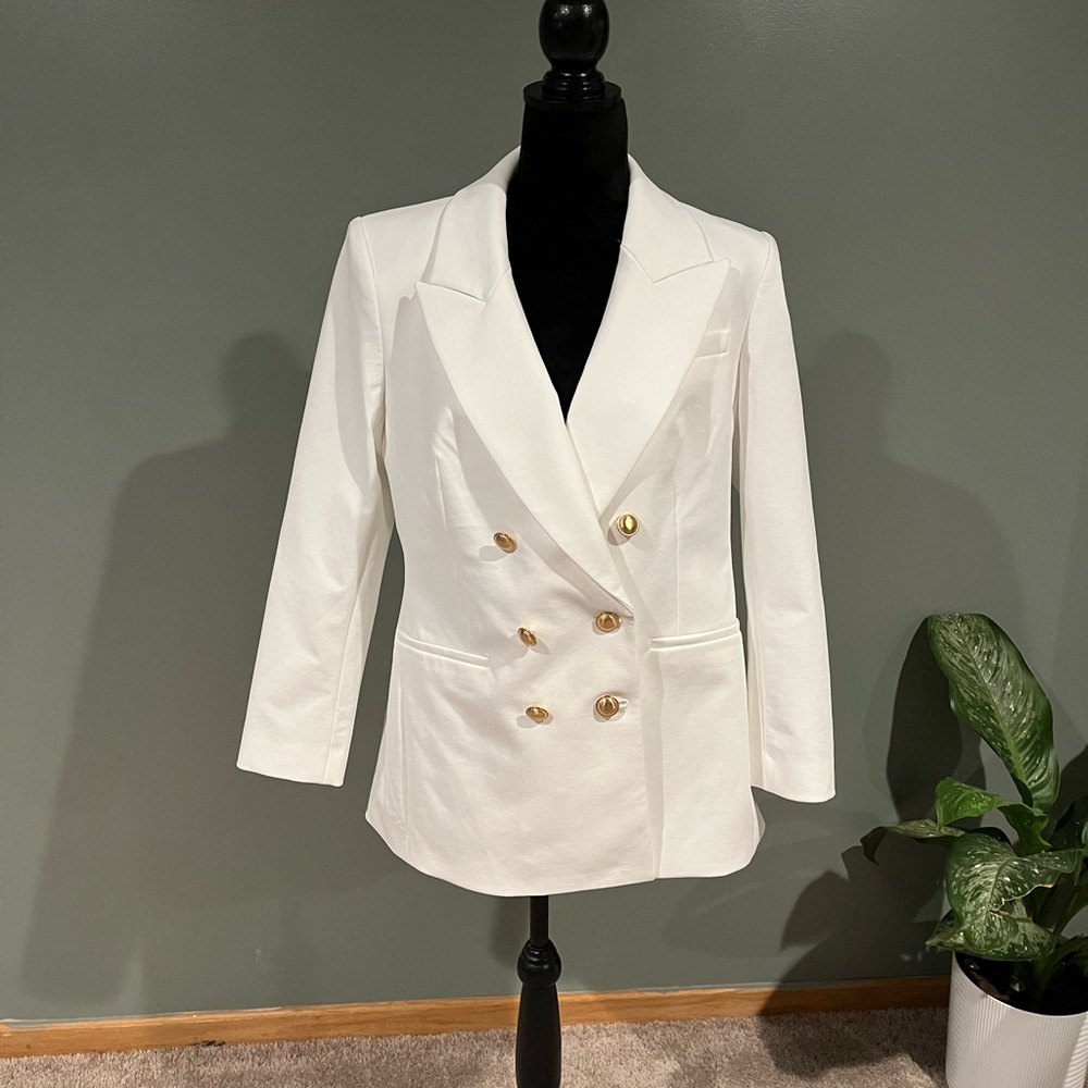 Express Double Breasted White Blazer, Size L